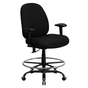 flash furniture hercules big and tall fabric upholstered high back drafting chair in black