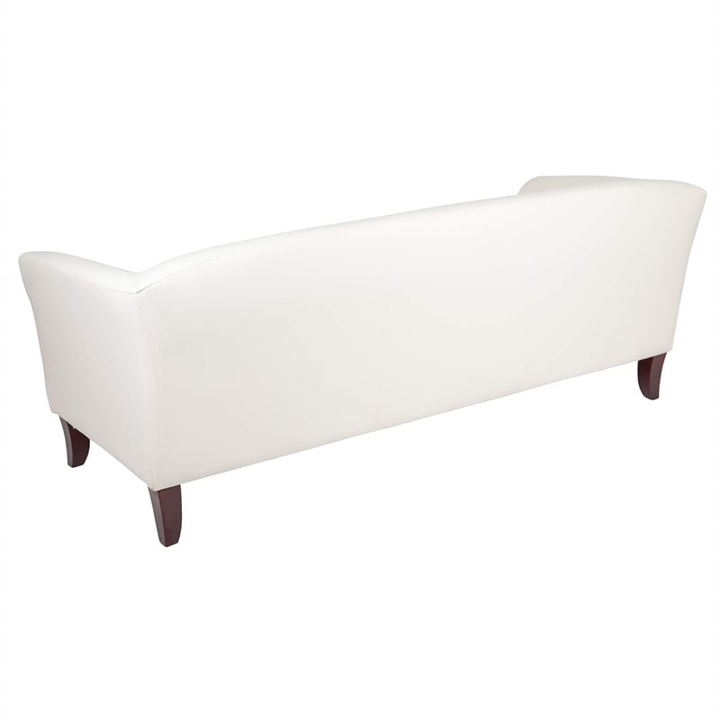 Flash Furniture Hercules Imperial Leather Sofa in Ivory and Cherry