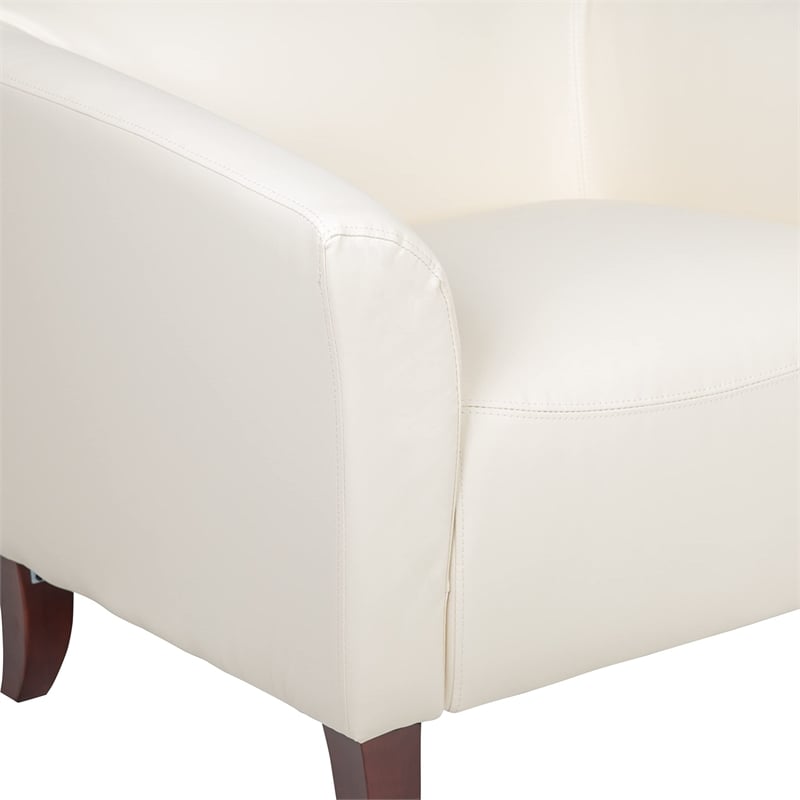 Flash Furniture Hercules Imperial Leather Sofa in Ivory and Cherry