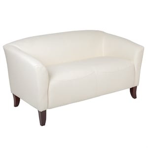 Flash Furniture Hercules Imperial Leather Loveseat in Ivory and Cherry