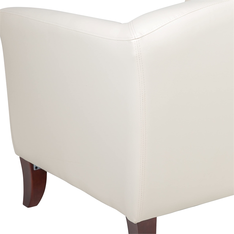 Flash Furniture Hercules Imperial Leather Loveseat in Ivory and Cherry