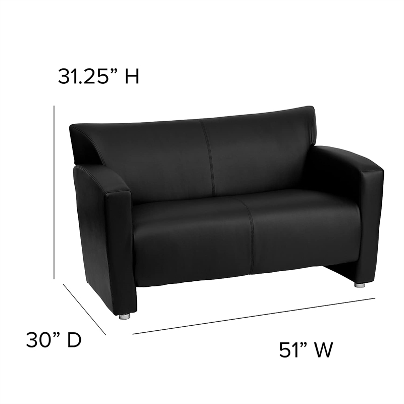 Flash Furniture Hercules Majesty Leather Love Seat in Black
