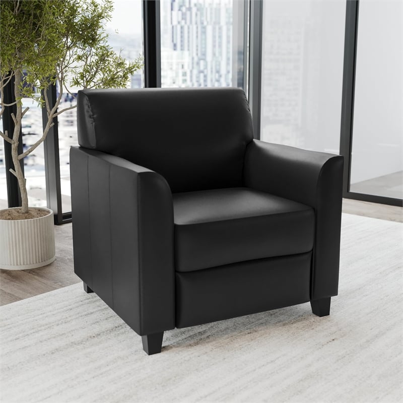 Flash Furniture Hercules Diplomat Leather Upholstered Accent Chair in Black