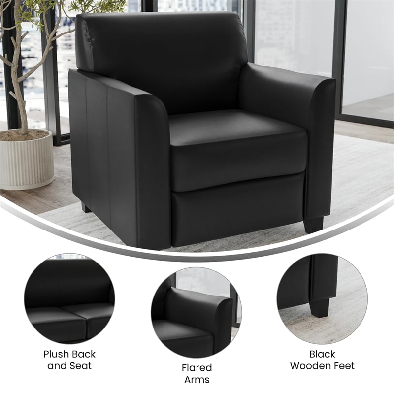 Flash Furniture Hercules Diplomat Leather Upholstered Accent Chair in Black
