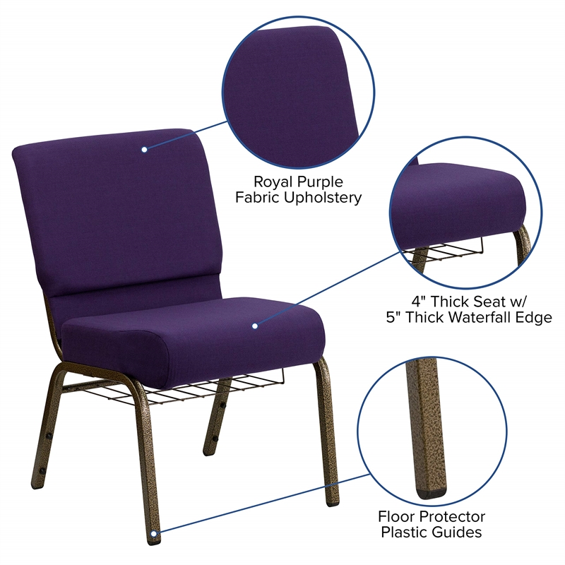 Flash Furniture Hercules Church Guest Chair in Royal Purple