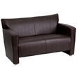 Flash Furniture Hercules Majesty Leather Love Seat in Brown