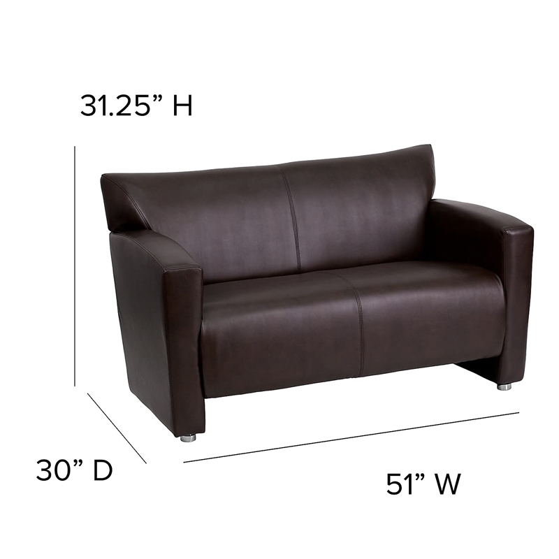 Flash Furniture Hercules Majesty Leather Love Seat in Brown