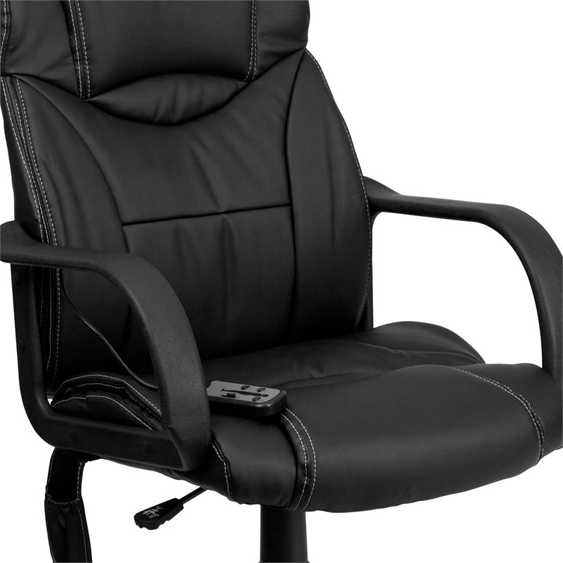 Flash Furniture Massaging Leather Executive Office Chair in Black