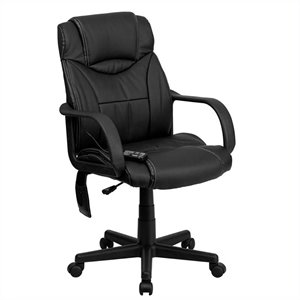 flash furniture massaging leather executive office chair in black
