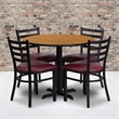 Flash Furniture 36Rd Laminate Table Set In Natural Top Burgundy Vinyl Seat