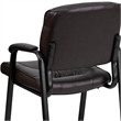 Flash Furniture Leather Guest Chair in Brown with Black Frame Finish