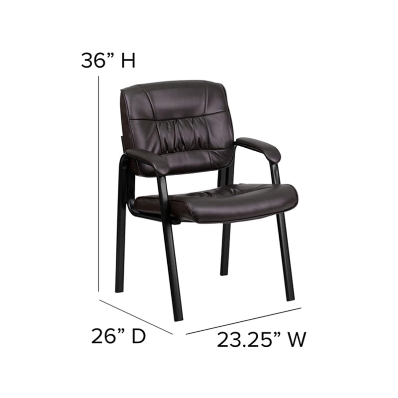 Flash Furniture Leather Guest Chair in Brown with Black Frame Finish