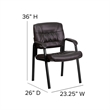Flash Furniture Leather Guest Chair in Brown with Black Frame Finish