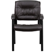 Flash Furniture Leather Guest Chair in Brown with Black Frame Finish