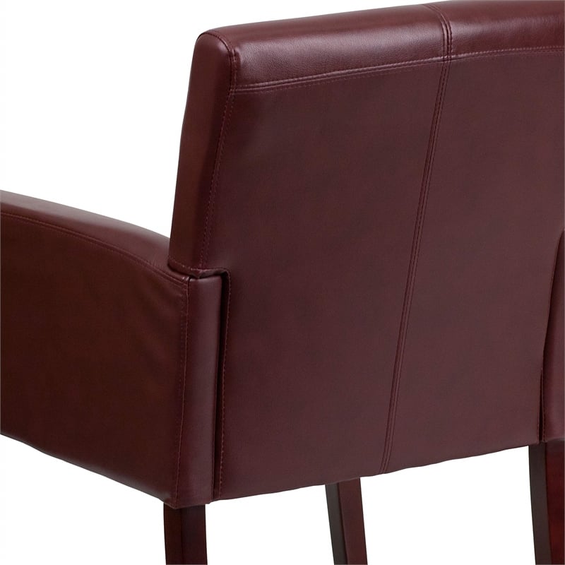 Flash Furniture Leather Executive Side Guest Chair in Burgundy and Mahogany
