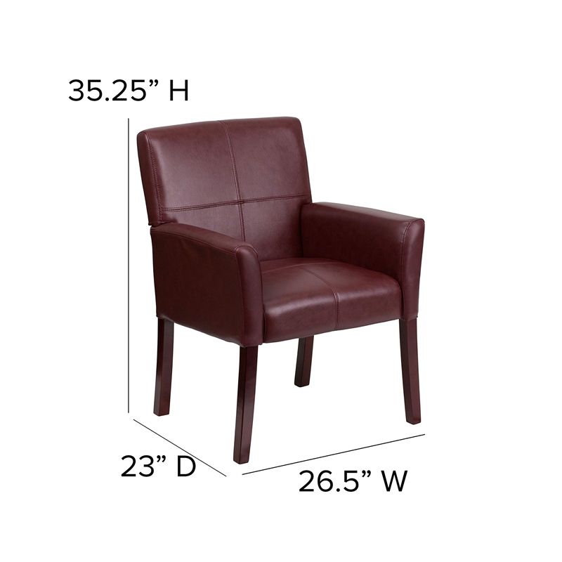 Flash Furniture Leather Executive Side Guest Chair in Burgundy and Mahogany