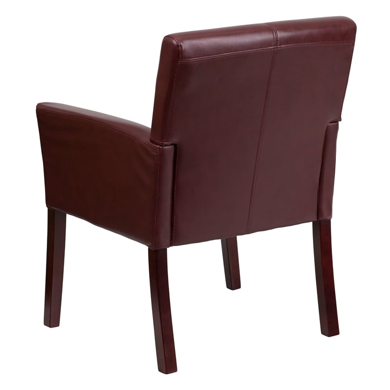 Flash Furniture Leather Executive Side Guest Chair in Burgundy and Mahogany