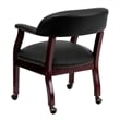 Flash Furniture Leather Guest Chair with Casters in Black