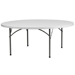Flash Furniture 72&quot Round Plastic Folding Table in Granite White