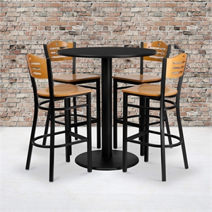 Flash Furniture 36Rd Laminate Bar Table Set In Black