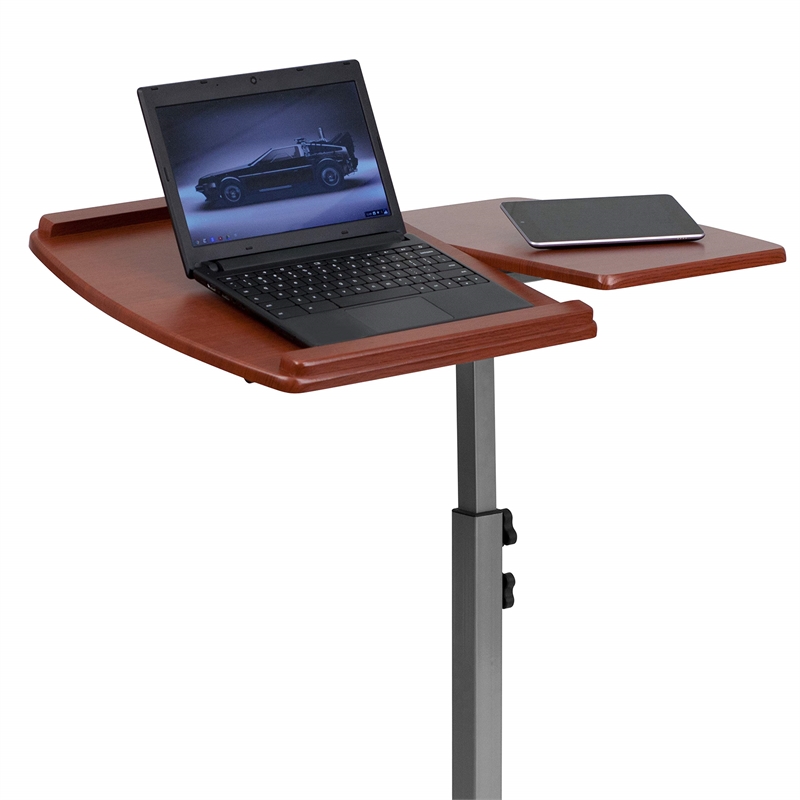 Flash Furniture Adjustable Mobile Laptop Computer Table in Cherry