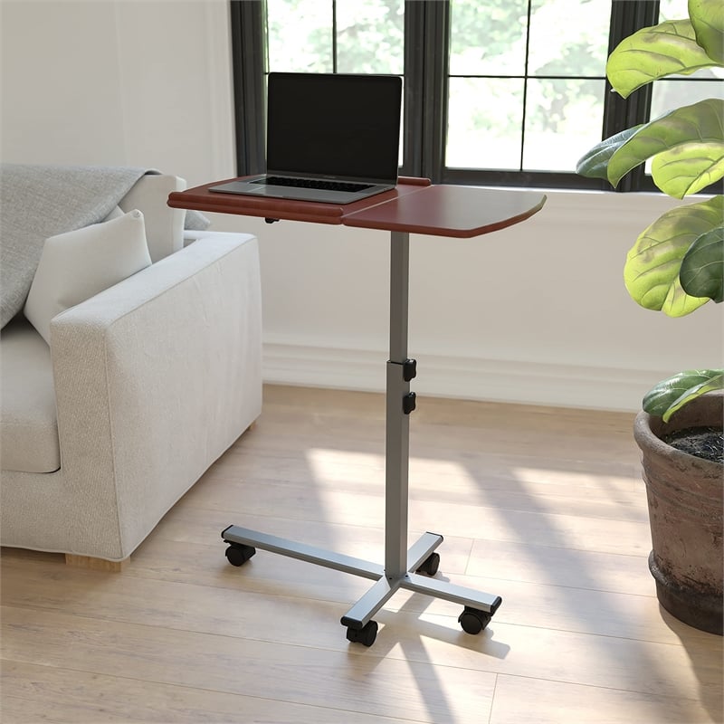Flash Furniture Adjustable Mobile Laptop Computer Table in Cherry