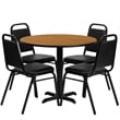 Flash Furniture 36Rd Laminate Table Set-Bnqt In Natural Top Black Vinyl Seat