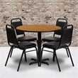 Flash Furniture 36Rd Laminate Table Set-Bnqt In Natural Top Black Vinyl Seat