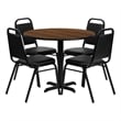 Flash Furniture 36Rd Laminate Table Set-Bnqt In Walnut Top Black Vinyl Seat