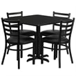Flash Furniture 36Sq Laminate Table Set In Walnut Top Black Vinyl Seat