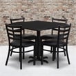 Flash Furniture 36Sq Laminate Table Set In Walnut Top Black Vinyl Seat