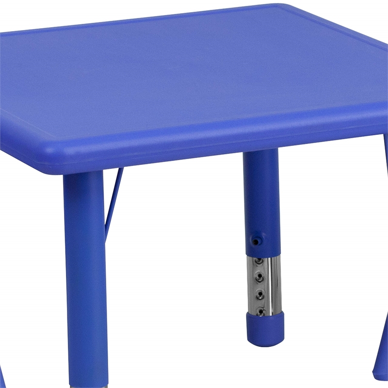 Flash Furniture 3 Piece Square Adjustable Activity Table Set in Blue