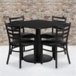Flash Furniture 36Sq Laminate Table Set In Black Top Black Vinyl Seat