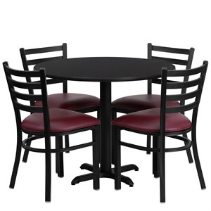 flash furniture 36rd laminate table set in black top burgundy vinyl seat