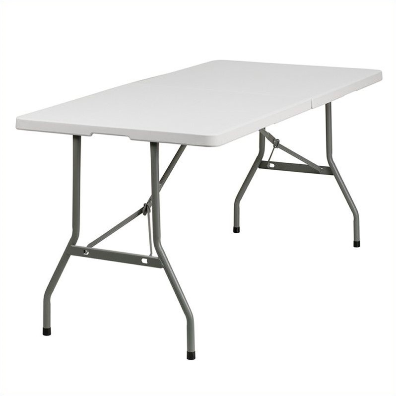 Flash Furniture Plastic Bi Folding Table in White