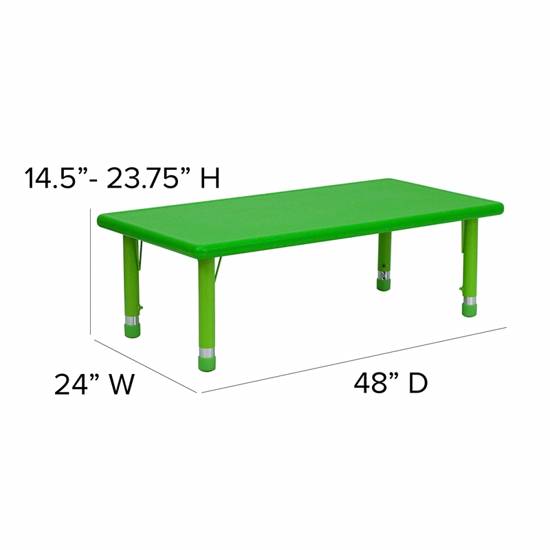 Flash Furniture 7 Piece Rectangular Activity Table Set in Green