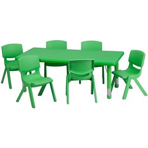 Flash Furniture 7 Piece Rectangular Activity Table Set in Green
