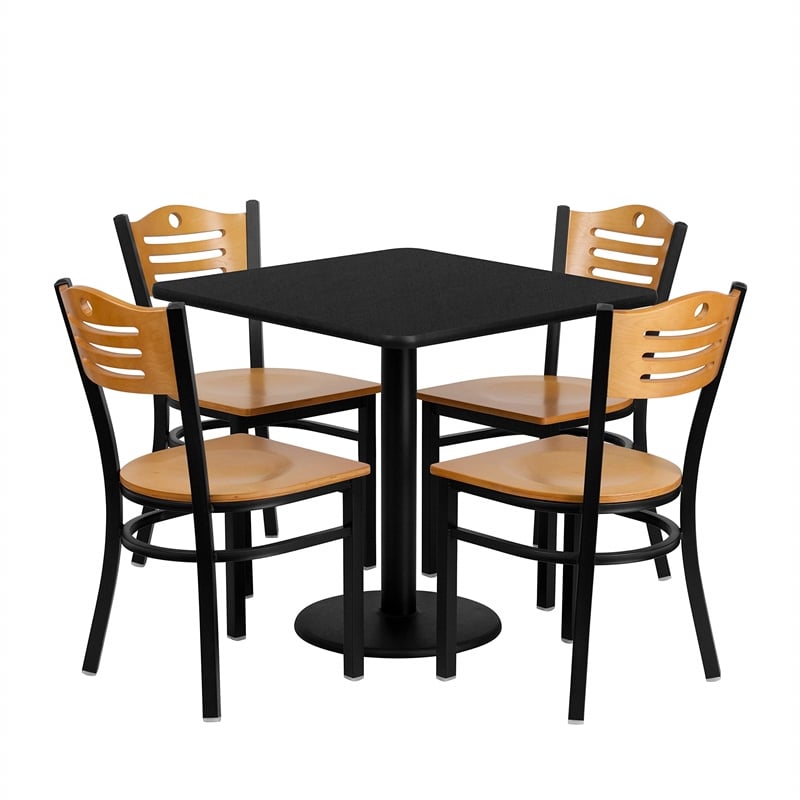 Flash Furniture 30Sq Laminate Table Set In Black