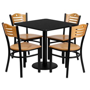 flash furniture 30sq laminate table set in black