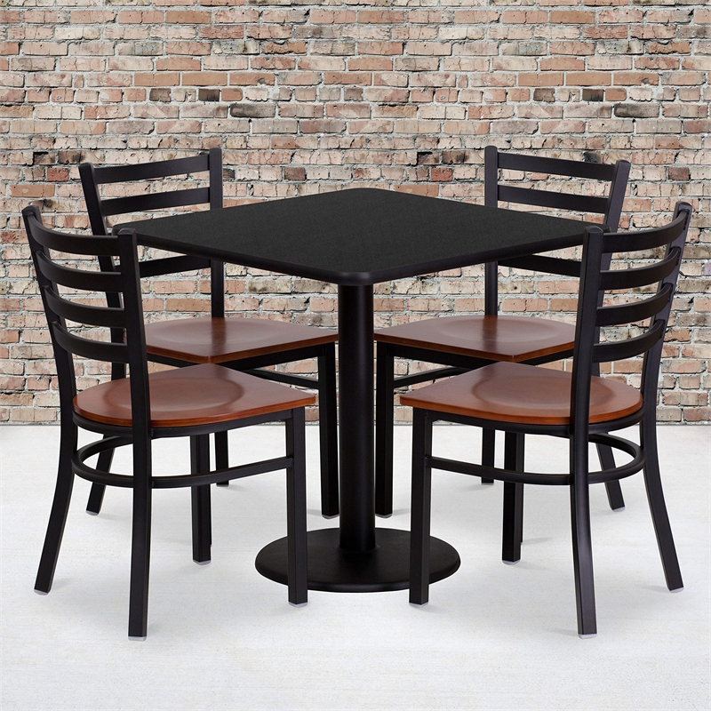 Flash Furniture 30Sq Laminate Table Set In Black