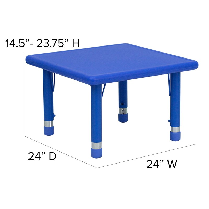 Flash Furniture 5 Piece Square Adjustable Activity Table Set in Blue