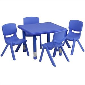flash furniture modern height adjustable plastic kids activity table set in blue