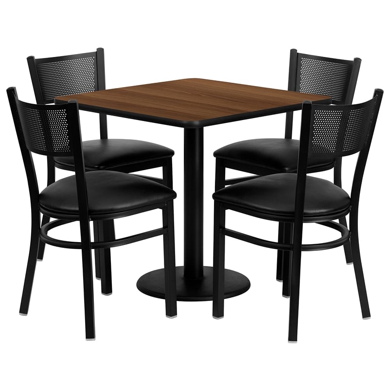 Flash Furniture 30Sq Laminate Table Set In Walnut