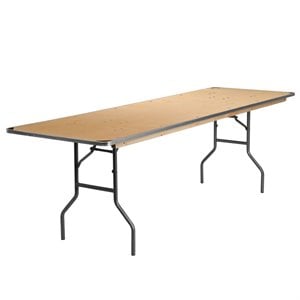 Rectangular Birchwood Folding Banquet Table in Silver