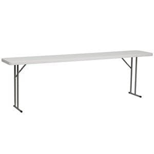 flash furniture contemporary narrow plastic folding training table in granite white