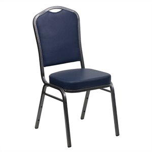 flash furniture hercules faux leather crown back banquet stacking chair with silver vein frame