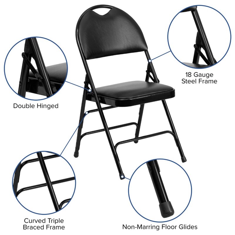 black padded metal folding chairs