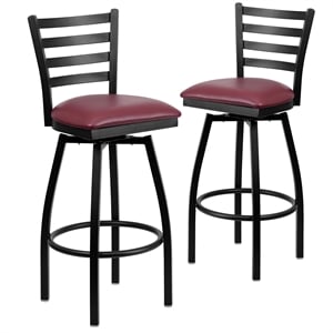 Flash Furniture Hercules 32&quot Swivel Metal Bar Stool in Black and Burgundy