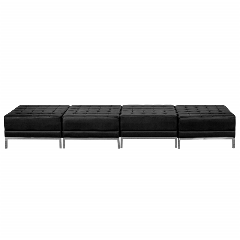 Flash Furniture Black LeatherSoft Backless Four Seat Bench