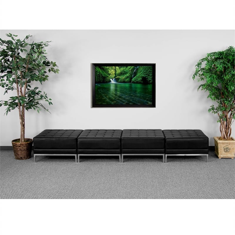 Flash Furniture Black LeatherSoft Backless Four Seat Bench